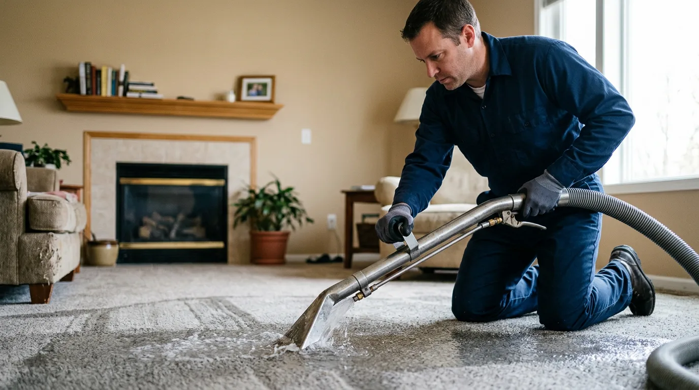 Water damage restoration technician working near Dover, DE